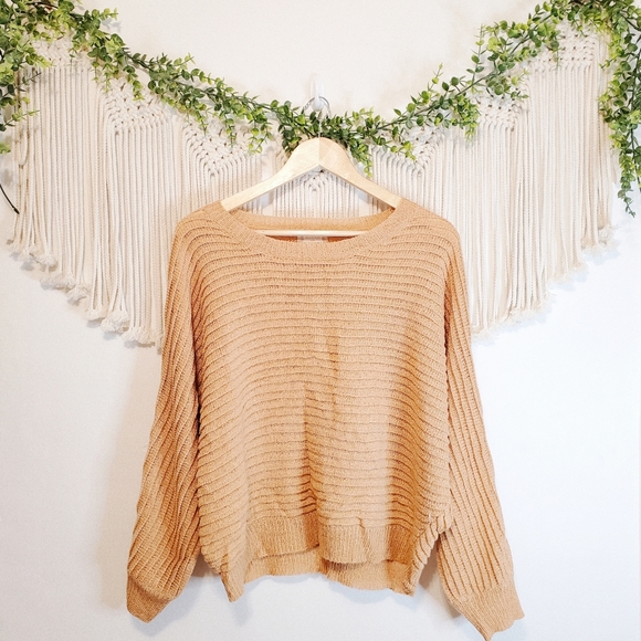 Altar'd State Sweaters - ALTAR'D STATE Orange Peach Ribbed Knit Relaxed Dolman Sleeve Oversized Sweater